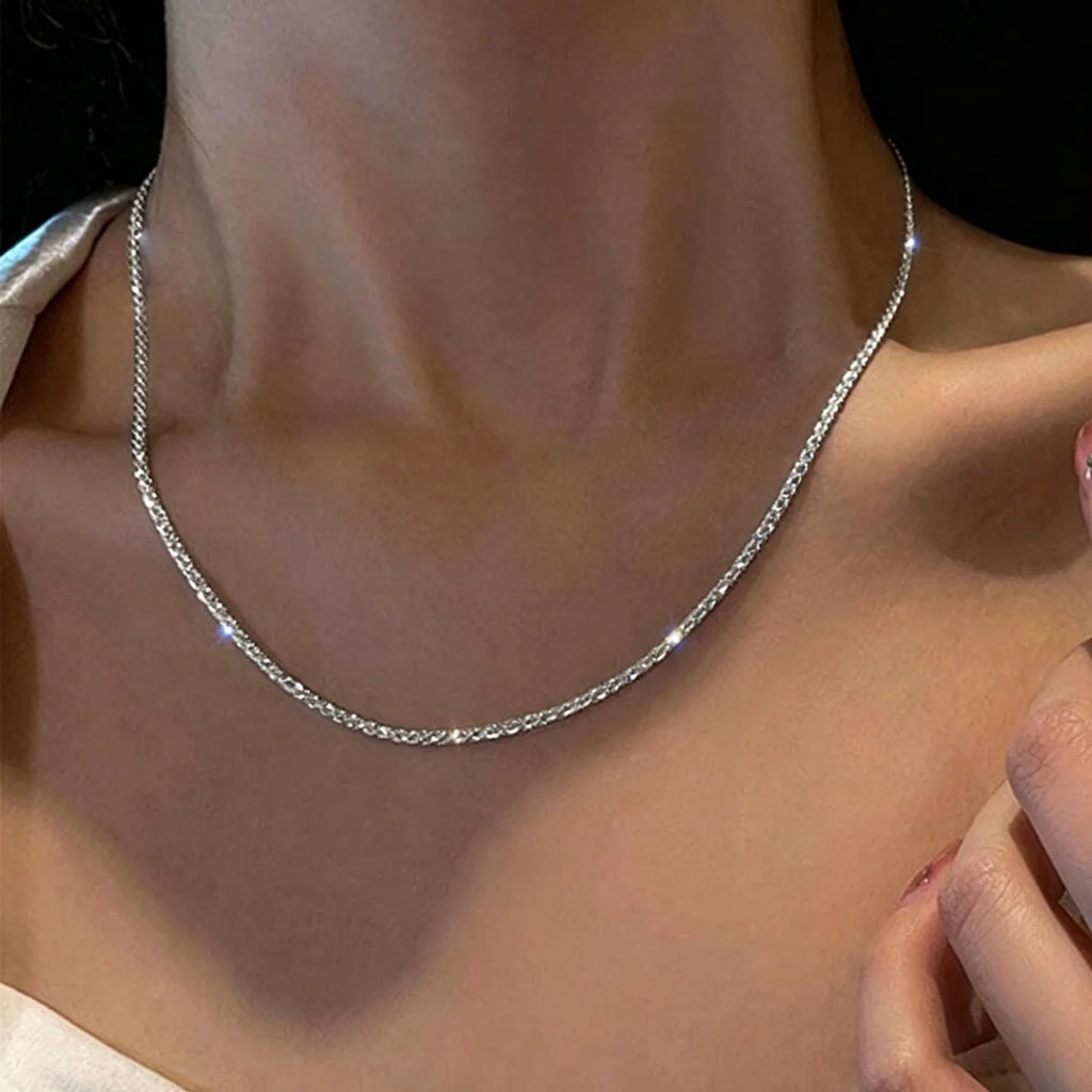 LUXUKISSKIDS 10PCS Shiny Solid Chains Elegant Necklaces for Woman Sparkling Cauliflower Clavicle Choker Simple Wholesale Jewelry