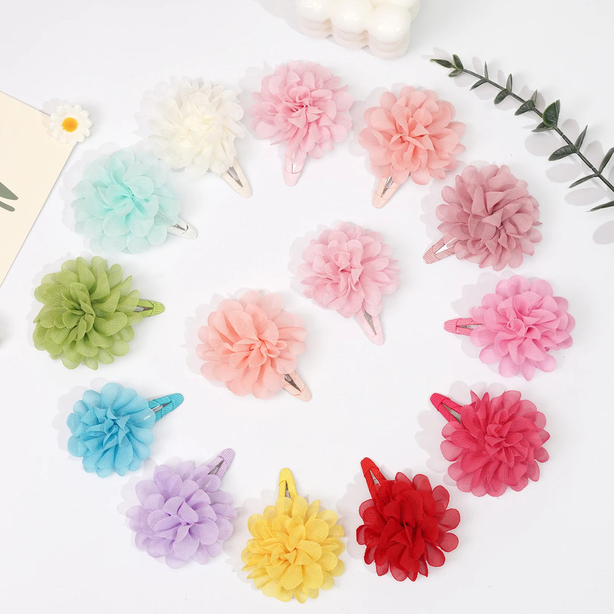 6Pcs Cute Chiffon Flower Anti Slip Bangs Hair Clip Princess Hair Accessory Suitable for Girls Daily Use a Choice as a Gift