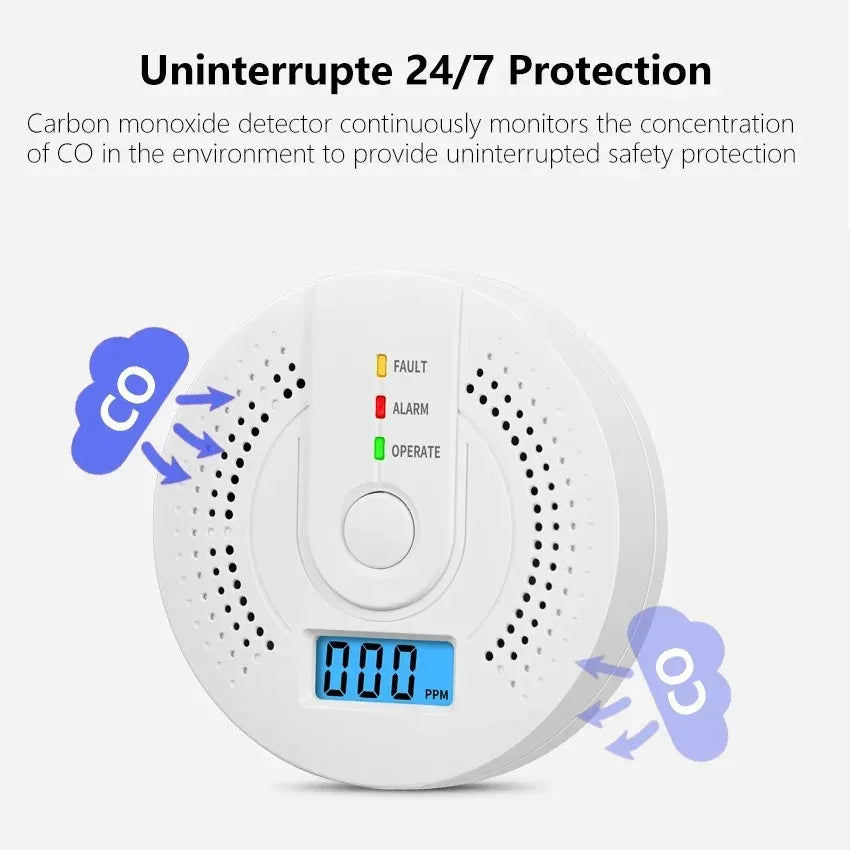 High Sensitivity Independent Carbon Monoxide Detector CO Alarm with LCD Display UL2034 Certified for Home Use