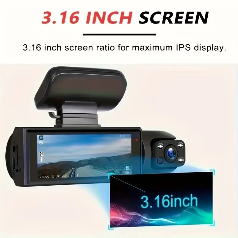 Dual Camera Car Dash Cam 1080P with IR Night Vision, Front and Rear Recording, Wide Angle & Loop Recording DVR