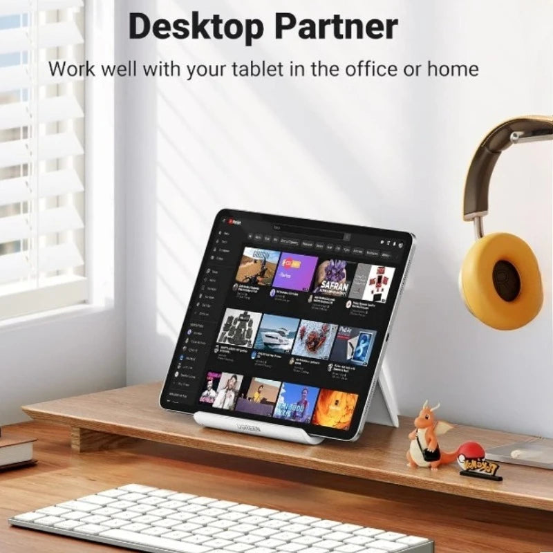 Adjustable Portable Tablet & Phone Stand - Foldable Desktop Dock with Secure Clamps, Durable PP Material |  Tablet Holder Stand