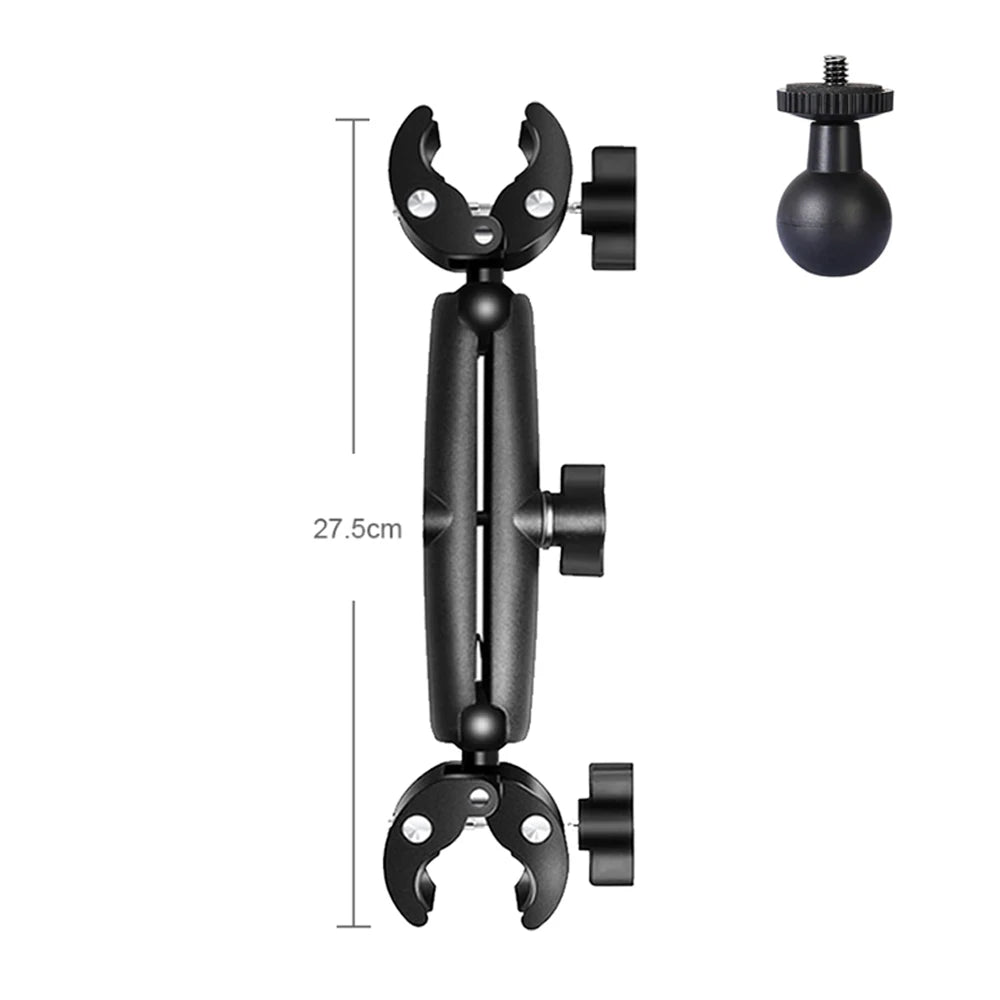 HONGDAK for Insta360 One X2 X3 Motorcycle Bicycle Double Clip Bracket for GoPro 11 10 9 Bike Selfie Stick Camera Accessory
