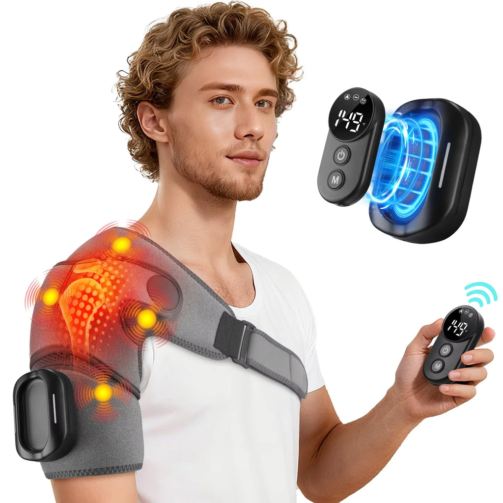 Electric Heating Shoulder Brace LED Display Vibration Shoulder Massage Support Belt Strap For Joint Brace Care Muscle Relaxation