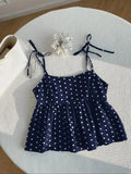 Women's Polka Dot Crop Cami With Spaghetti Straps And Flared Hem Polka Dot Camisole Babydoll Top Babydoll Tops Polkadot Top Cute