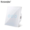 Touch Switch EU Light Sensor Switches Crystal Glass LED Button Panel Power AC100-240V 1/2/3 Gang Wall Lamp Interruttore
