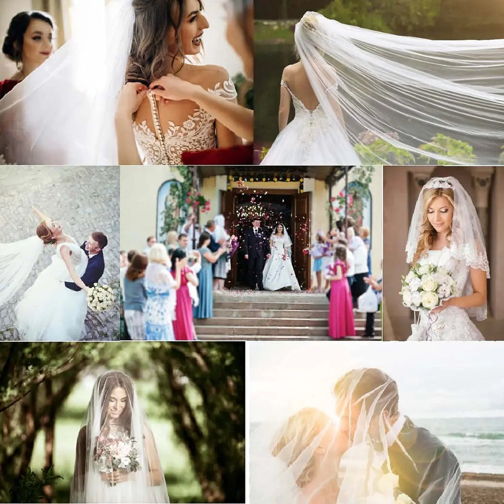 Wedding Veil Comb Bridal Short Crystal Bachelorette Party Bride Shoulder for Women and Girls