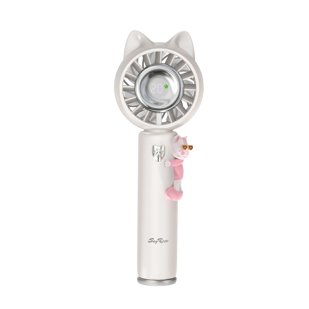 SayRose FS-53 Cute Pet Handheld Fan Ice Compress Cooling 5 Speed Mini Portable Rechargeable Fan Lightweight Hand Fan Birthday Gift For Girls