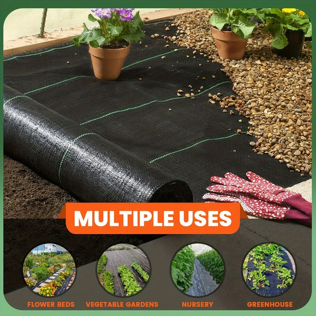 Heavy-duty weed control fabric, landscaping geotextile, durable and wear-resistant ground cover mat, yard and driveway weed barr