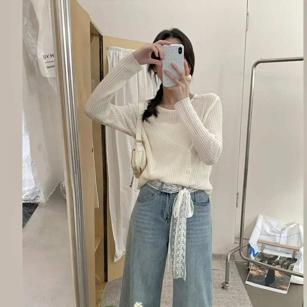 Unique Y2k Long Lace Waistband Bow Thin Lace Waist Belt Tie Up Floral Dress Jeans Belt Summer