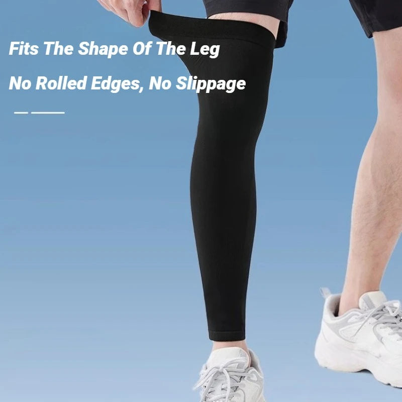 2PC Summer Running Cycling Legs Sleeve Ice Silk Protection Compression Non-Slip Leg Warmer Cooling Sport Gear Sunscreen Leggings