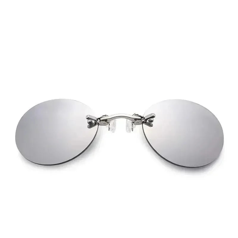  VIEWRING1-2PCS Clip On Nose Glasses Round Rimless Matrix Morpheus Sunglasses Mini Frameless Vintage Men Eyeglasses