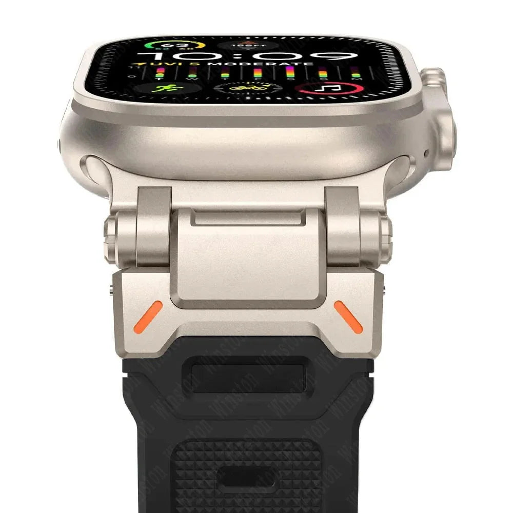Soft Rubber Strap for Apple Watch Ultra 3 2 Band 49mm 46mm 45mm 42 44mm Luxury Bracelet for IWatch Series 11 10 9 8 7 6 5 Correa