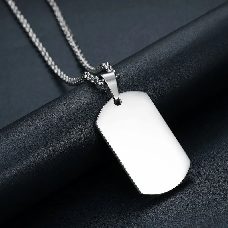 1PC 316L Stainless Steel Pendant Necklace Silver Gold Black Color Blank Dog Tag Plate Army Biker Chain Necklace Man Woman 3 Size