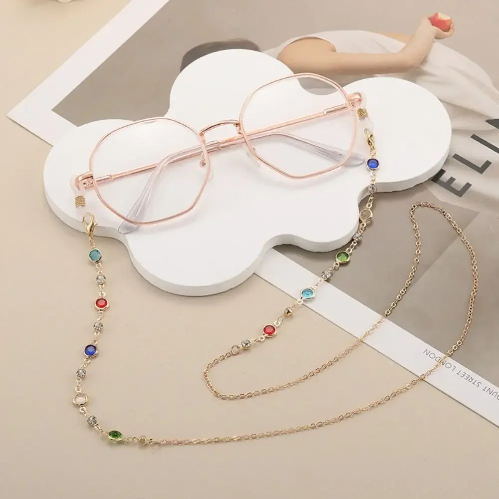 Vintage Beads Glasses Chain Jewelry Lanyard Elegant Crystal Glasses Chain Copper Bohemian Mask Chain Women