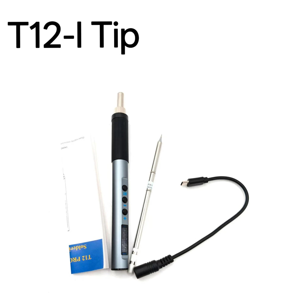 PTS100 T12 Soldering Iron Type-C Powered, PD Fast Charge, 65W High Power, Full Metal CNC Body, Adjustable Temperature