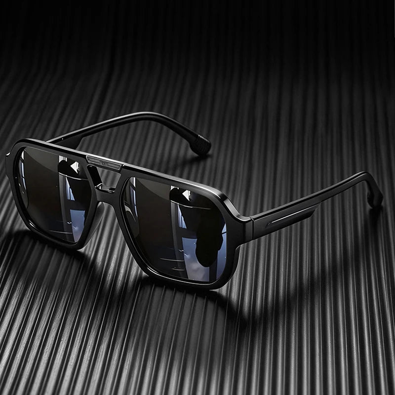 Polarized Pilot Sunglasses Men Women 2026 Retro Square Double Bridge Vintage Sun Glasses UV400 Driving Outdoor