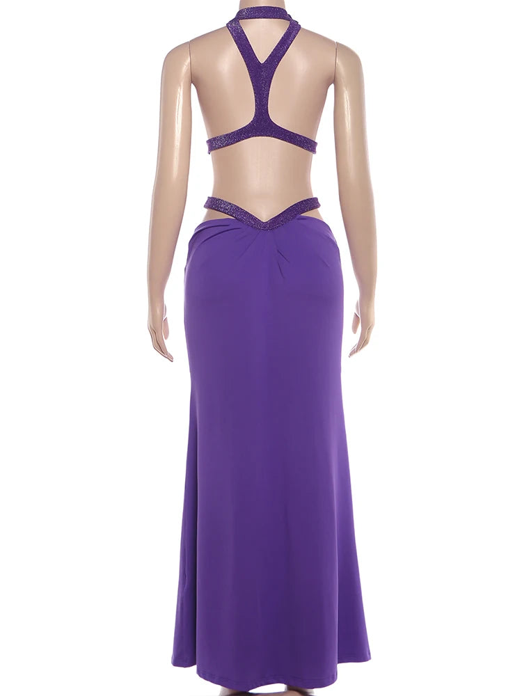 Weird Puss Elegant Backless Dress Women Y2K Patchwork Sparkle Bandage Irregular Sleeveless Sexy Beach Vacation Hottie Vestidos