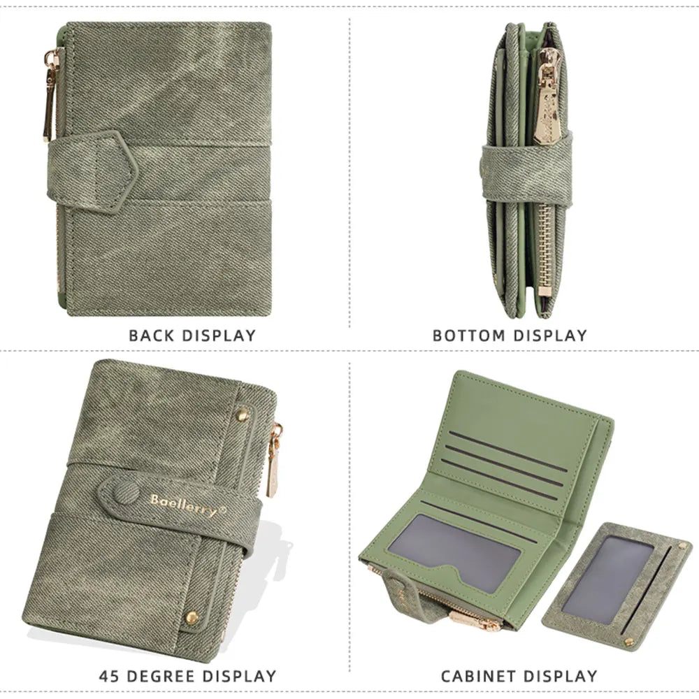 Baellerry New Fashion Women Short Wallets Zipper Coin Bags Top Quality Female Purse Coin Pocket Women's Detachable Card Clip