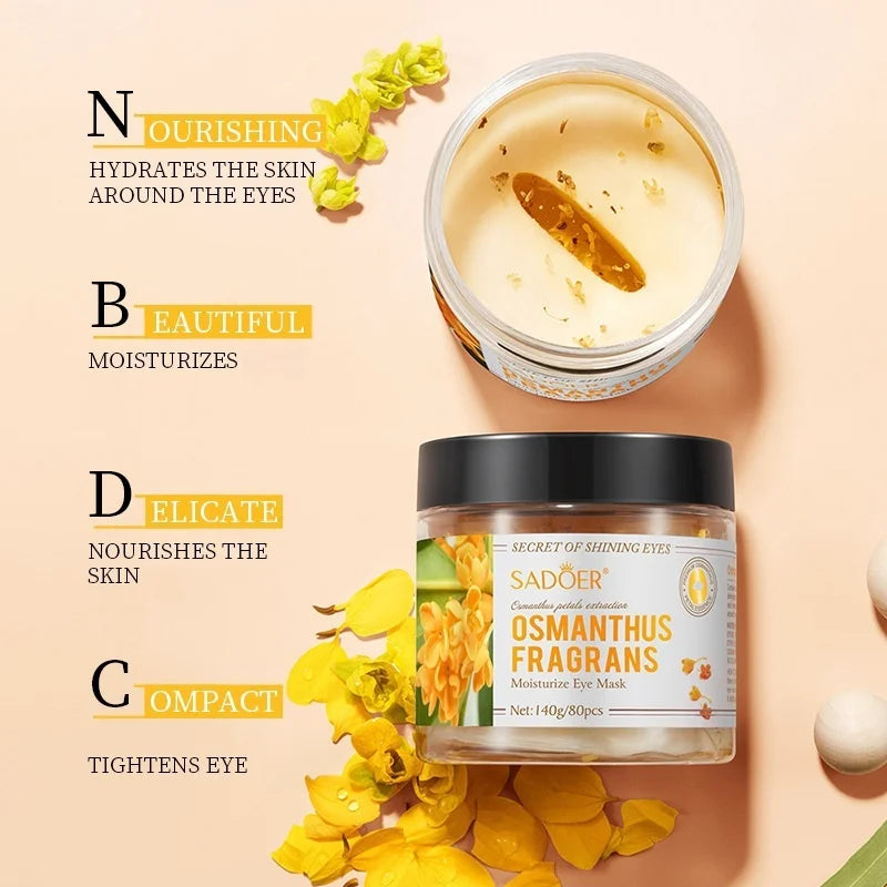 80 Pieces of Osmanthus Eye Mask Patches, Containing Osmanthus Extract, Hydrating and Moisturizing, Nourishing the Eyes, and Improving the Skin Around the Eyes Suitable for Daily Eye Care, It Can Eliminate Dark Circles and Eye