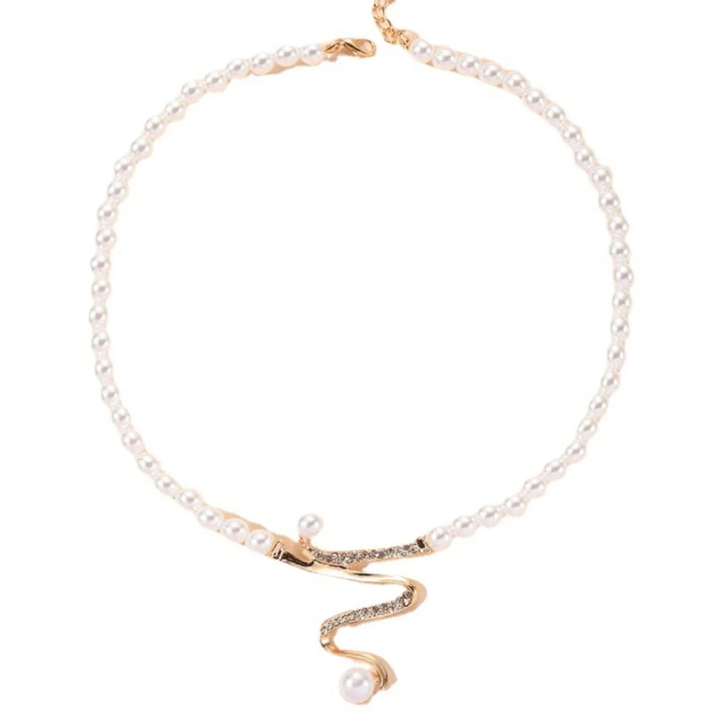 1Set New Women Bridal Wedding Party imitation Pearl Rhinestone Necklace Earrings Jewelry Set