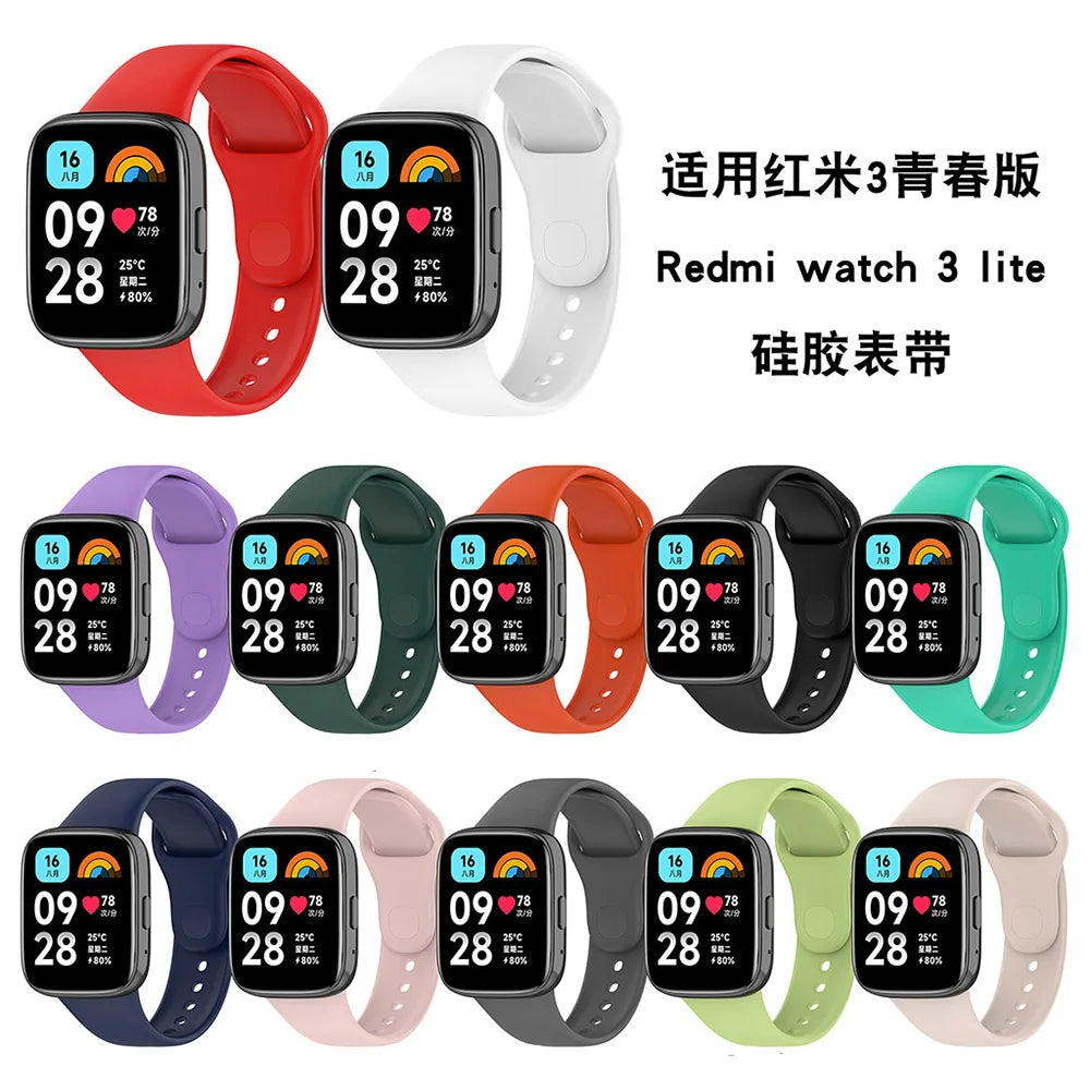 Silicone Strap For Redmi Watch 3 Active/Lite Smart Watch Band + Protective Case Shell
