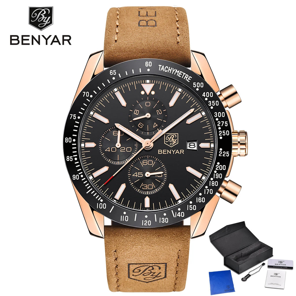 BENYAR Men Watches Brand Luxury Silicone Strap Waterproof Sport Quartz Chronograph Military Watch Men Clock Relogio Masculino