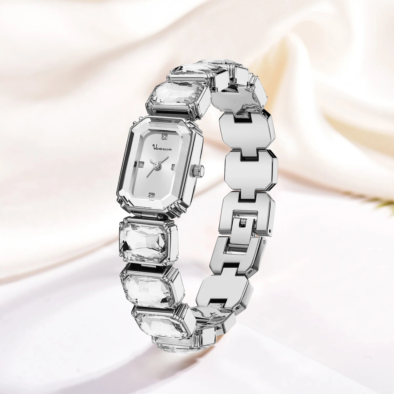 Women Square Watch Luxury Rhinestone Stainless Steel Original Quartz Movement Fashion Bracelet Clock Rose Gold Jewelry Wristatch
