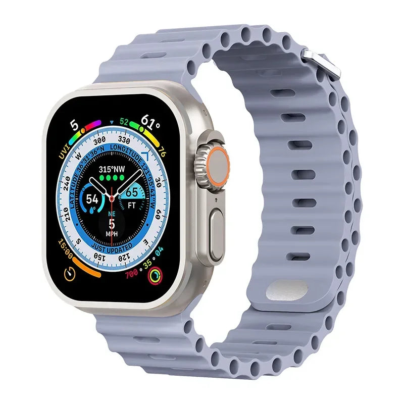 Ocean Strap for Apple Watch Ultra 3/2/1 11 10 46mm 9 8 7 49mm 45mm 41mm Silicone Band for 6 5 4 3 SE3 44mm 40mm 42mm Accessories