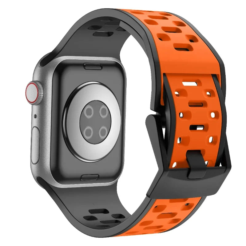 Silicone Strap For Apple Watch Band Ultra 3/2 49mm 11 10 9 8 7 46mm 45mm Breathable two-color Bracelet iWatch 6 5 4 SE 44mm Belt