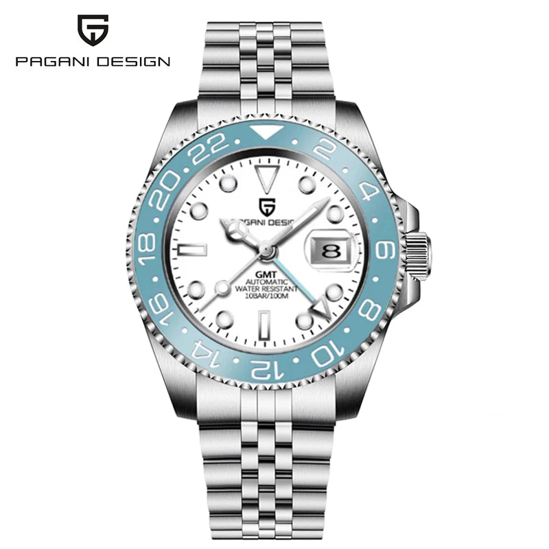 New PAGANI DESIGN 40MM GMT Mechanical Wristwatch Sapphire Ceramic Bezel Automatic Watch Stainless Steel 100M Waterproof Watches