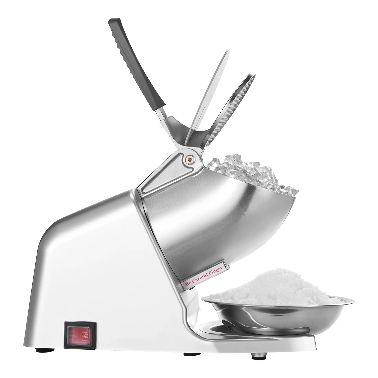 SucceBuy Ice Crusher Machine Stainless Steel Shaved Ice Machine with Bowl and Cover Ice-Shaver for Home and CommercialUse Silver
