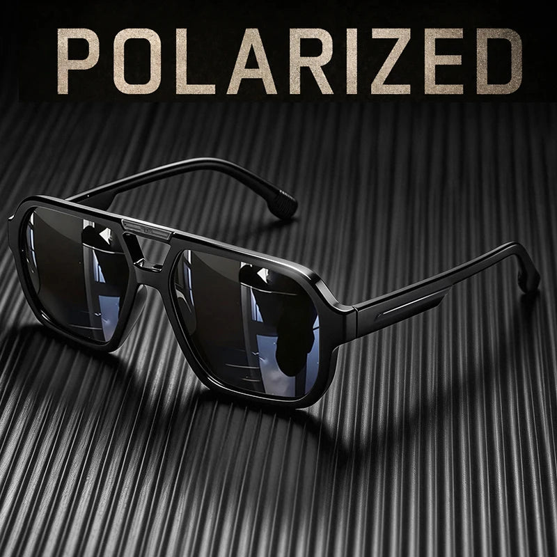 Polarized Pilot Sunglasses Men Women 2026 Retro Square Double Bridge Vintage Sun Glasses UV400 Driving Outdoor