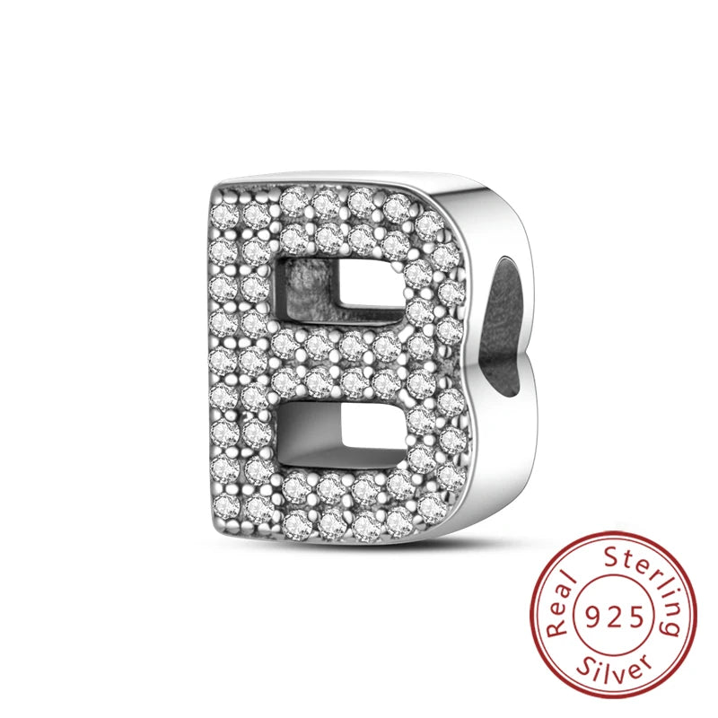Charms Fit Original Bracelet A-Z Alphabet Charms Beads 925 Sterling Silver 26 Letters Charm for Women Girl DIY Fine Jewelry Gift