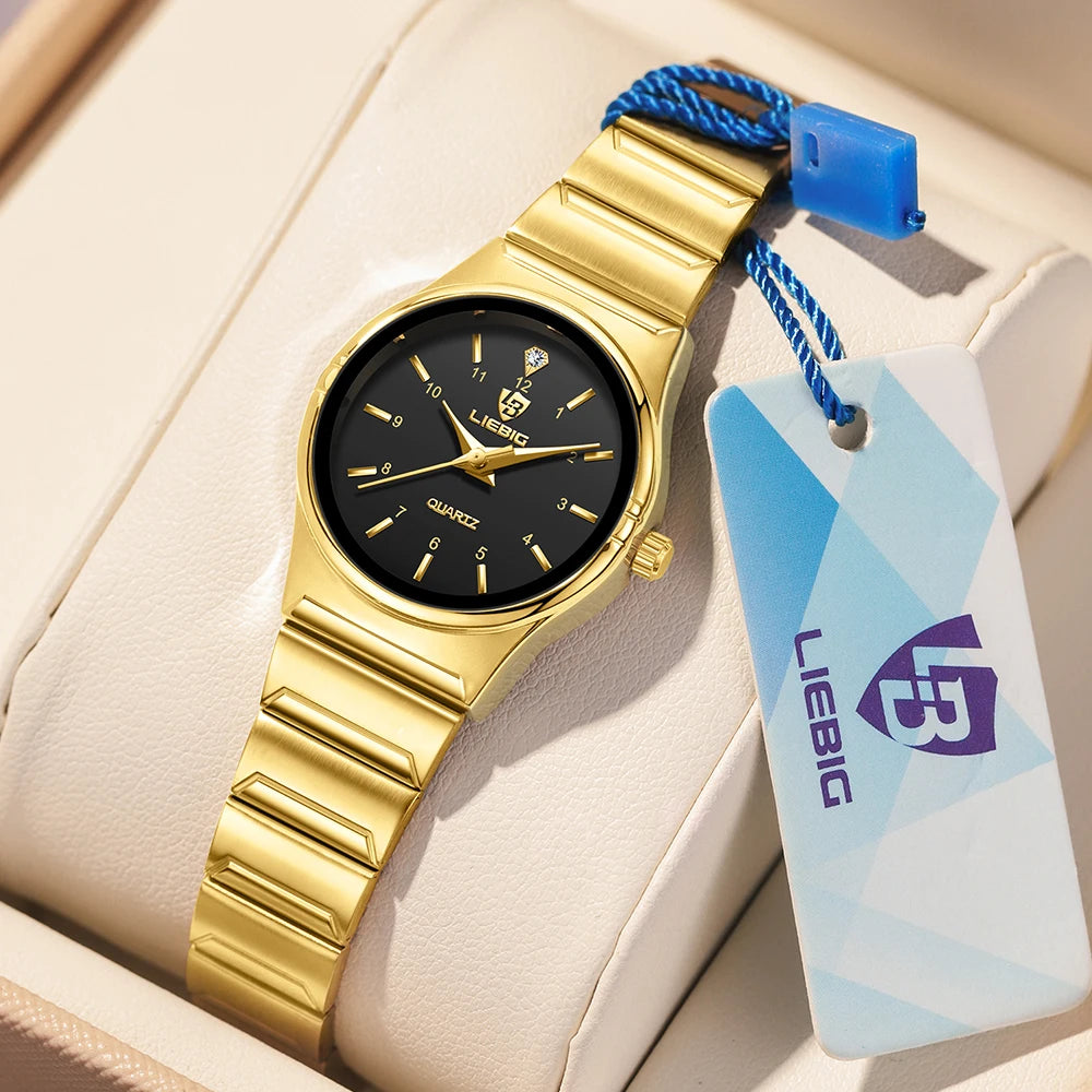 LIEBIG Women Quartz Watches Japan Movement Mens Luxury Stainless Steel Female Ladies Golden Wristwatch Clock Relogio Feminino