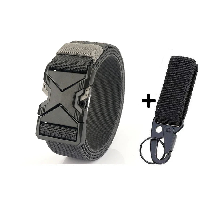 New Quick Release Metal Pluggable Buckle Tactical Belt Breathable Elastic Military Belts For Men Stretch Pants Waistband Hunting