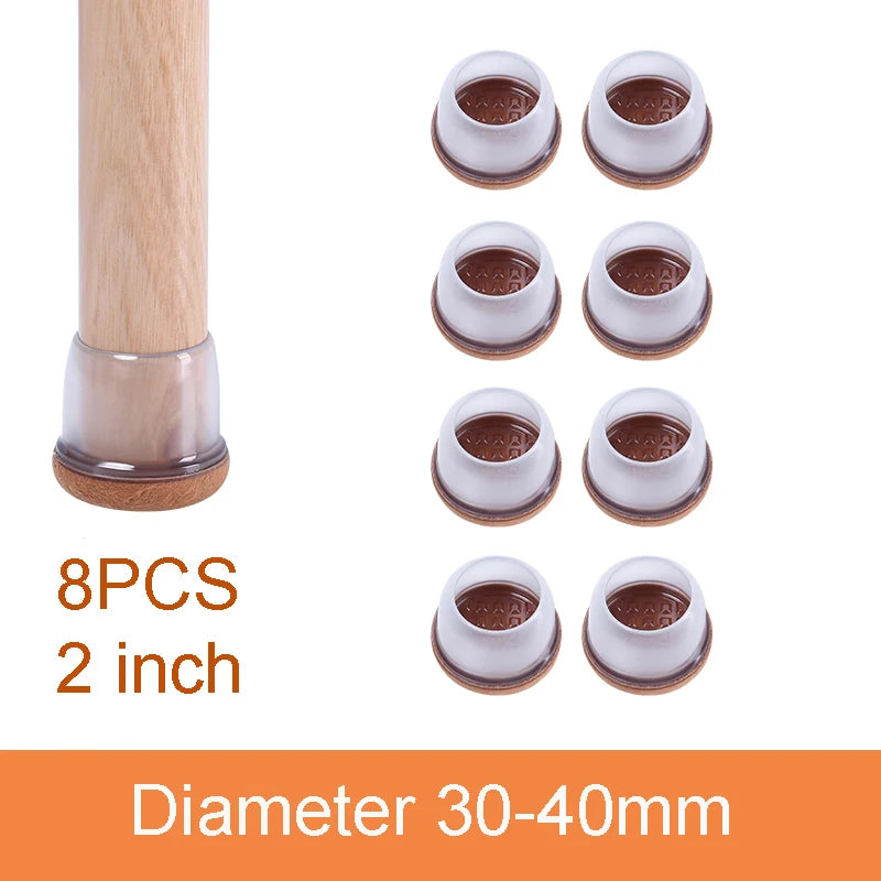 8PCS Thick Rubber Chair Leg Protector Covers Felt Bottom Furniture Pads Floor Protectors Caps to Reduce Noise And Prevent Scratc