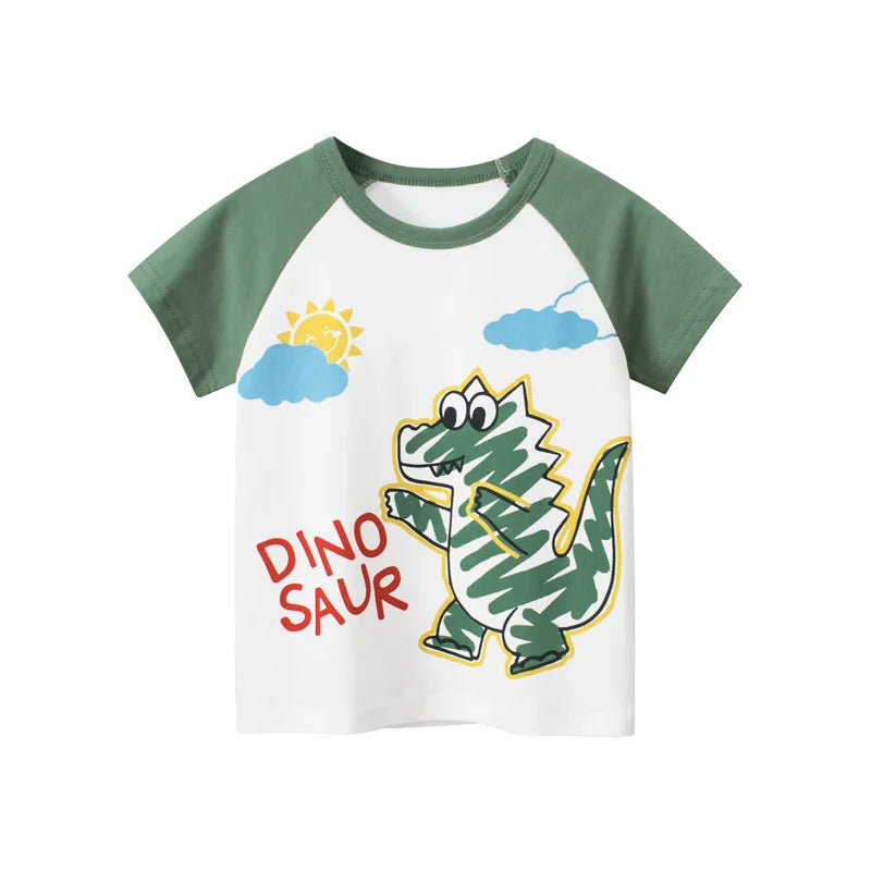 OLEKID 2025 Summer Children Boys Clothing Printed Cartoon Boys T-Shirts 2-8 Years Kids Baby Boy Tops Short Sleeve Toddler Tees