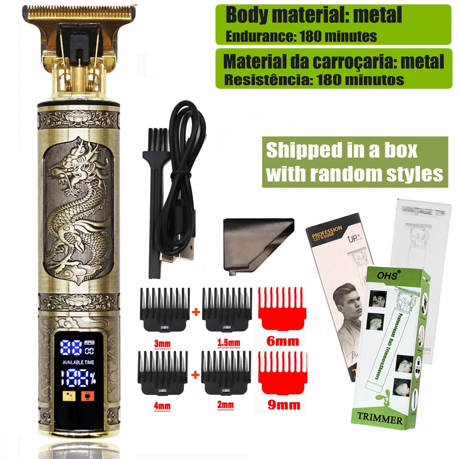 Tondeuse Dragon Vintage T9 Cordless Professional Hair Clippers Electric Trimmers For Men Clipper hair cutting machine Shaver