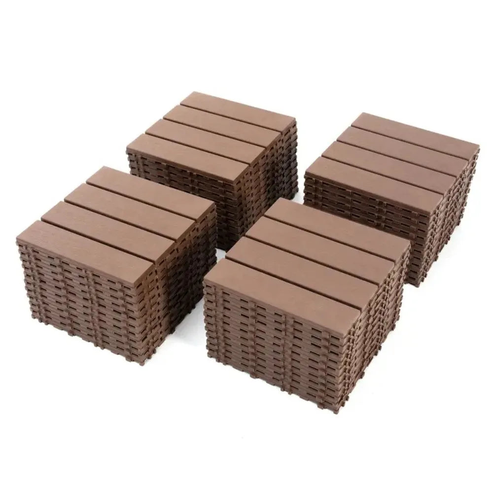 54 Pack Interlocking Plastic Deck Tiles - 12"x12" Square - Waterproof Outdoor - Poolside Balcony Backyard Decking Tiles