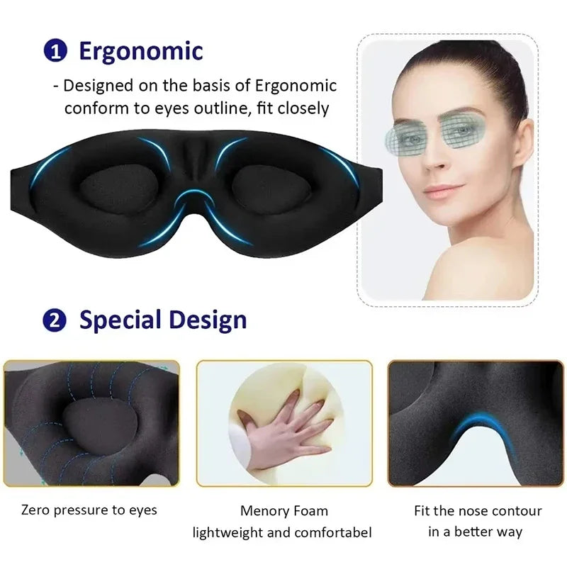 3d Eye Mask Adjustable Suitable For Men And Women With No Pressure On The Eyes Breathable And Light Blocking Eye Mask Black