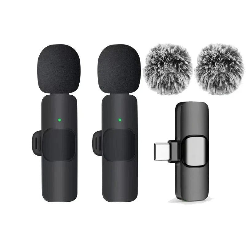 KEBIDUMEI Wireless Lavalier Microphone for Smartphones Computers Cameras Noise Reduction Collar Microphone Type-C Port Adapter