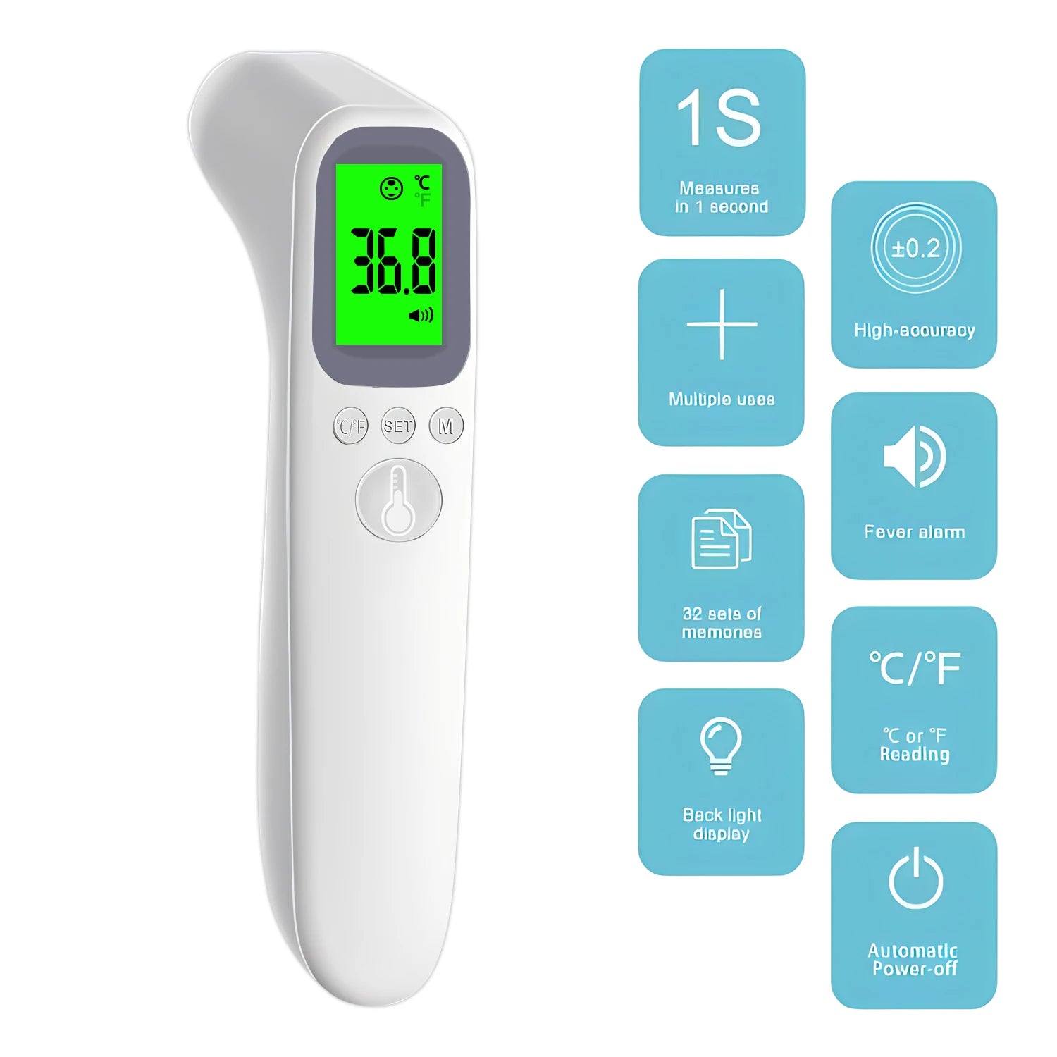 Infrared Ear Thermometer Forehead Non-Contact Medical Termometro LCD Body Fever Baby/Adult Temperature Measure