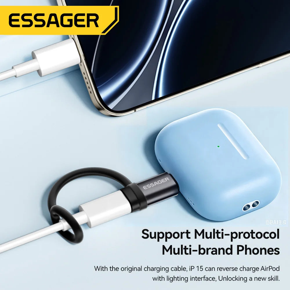 Essager Lighting To Type C Adapter Fast Charging IP Female to USB C Male Connector For iPhone 15 14 13 12 11 Pro IPad Converter