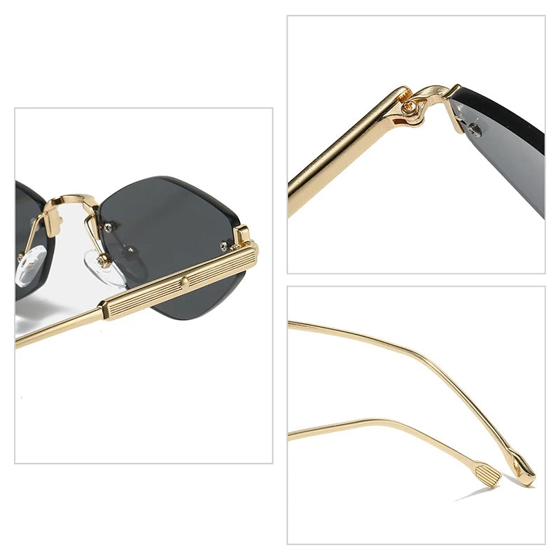 DDDLONG Retro Fashion Rimless Punk Y2k Sunglasses Women Men Sun Glasses Vintage UV400 Outdoor Shades D713
