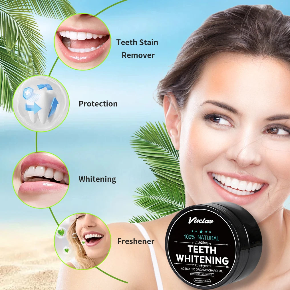 Vaclav Activate Charcoal Teeth Whitening Powder Bamboo Charcoal Teeth Cleaning Powder Natural Whitener Deep Clean Remove Stain