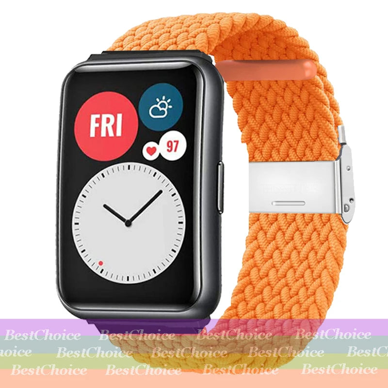 Nylon Braided Watch Strap for Huawei Watch Fit 3 Elastic Loop for Huawei Watch Fit 2 1Adjustable Band Bracelet Metal Connector