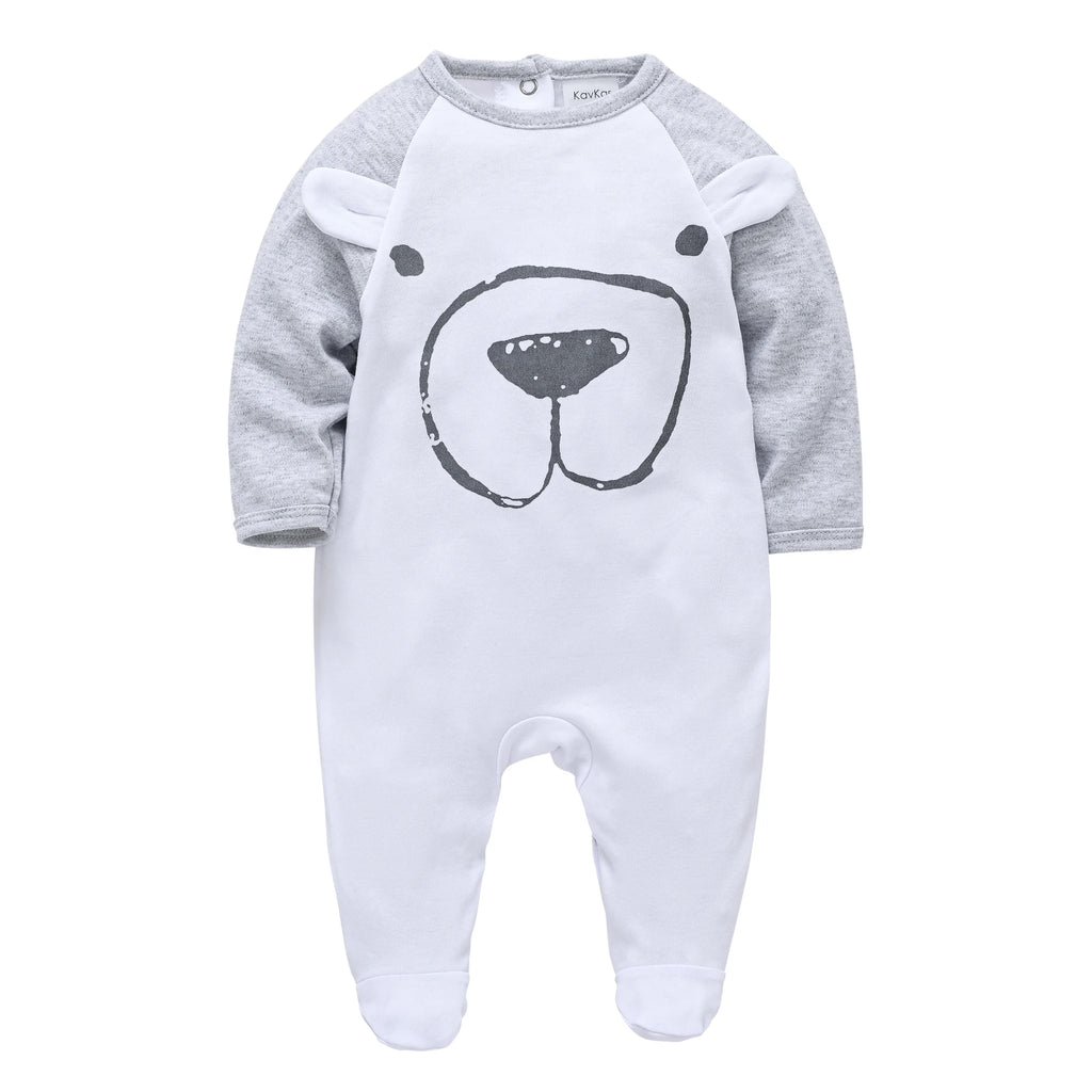 KAVKAS Baby Clothing Girls Pink Romper Cartoon Kids Pajamas Long Sleeve Jumpsuit Bebe Playsuit Girls Clothes  0`12 Monthes