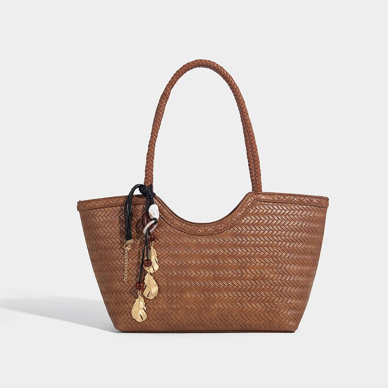 Imitation Braided Embossment Tote Bag For Women Luxury Designer Handbag 2025 New In Vintage With Inner Pocket Underarm Shoulder