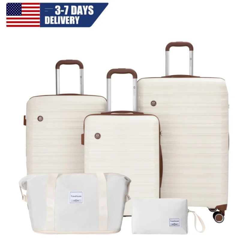 Luggage Sets 5 Piece, Suitcases with Double Spinner Wheels and TSA Lock, Hardcase 3 Set Luggage with Travel Duffle Bag