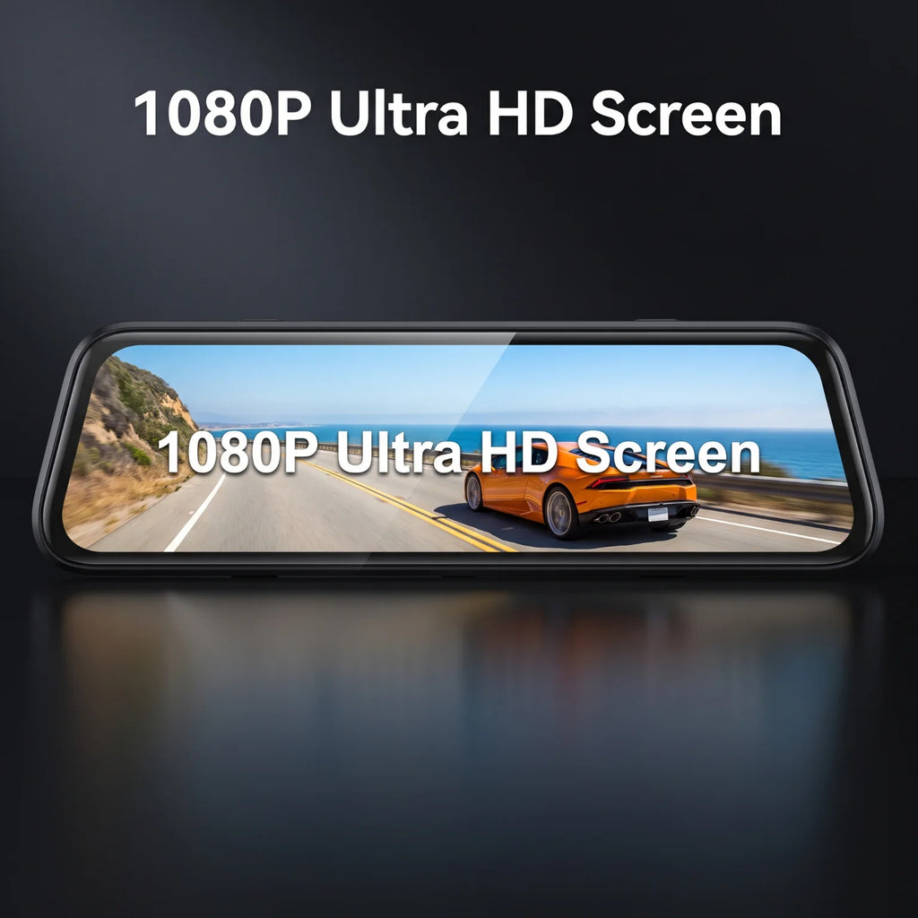 Car Dash Cam 10 Inch IPS Touch Screen 1080P Dual Front Rear Camera With 32G TF Card Waterproof Rearview Camera 140 Degree Wide Angle Loop Recording G Sensor Parking Monitor Multi Language Car Driving Recorder For Vehicle Safe